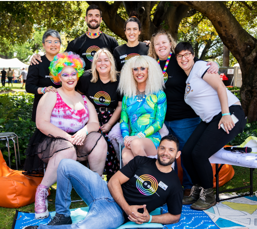 ECU's ALLY network team at PrideWA Fair Day with local drag queens